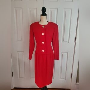 Liz Claiborne Red Long Sleeve Sheath Dress